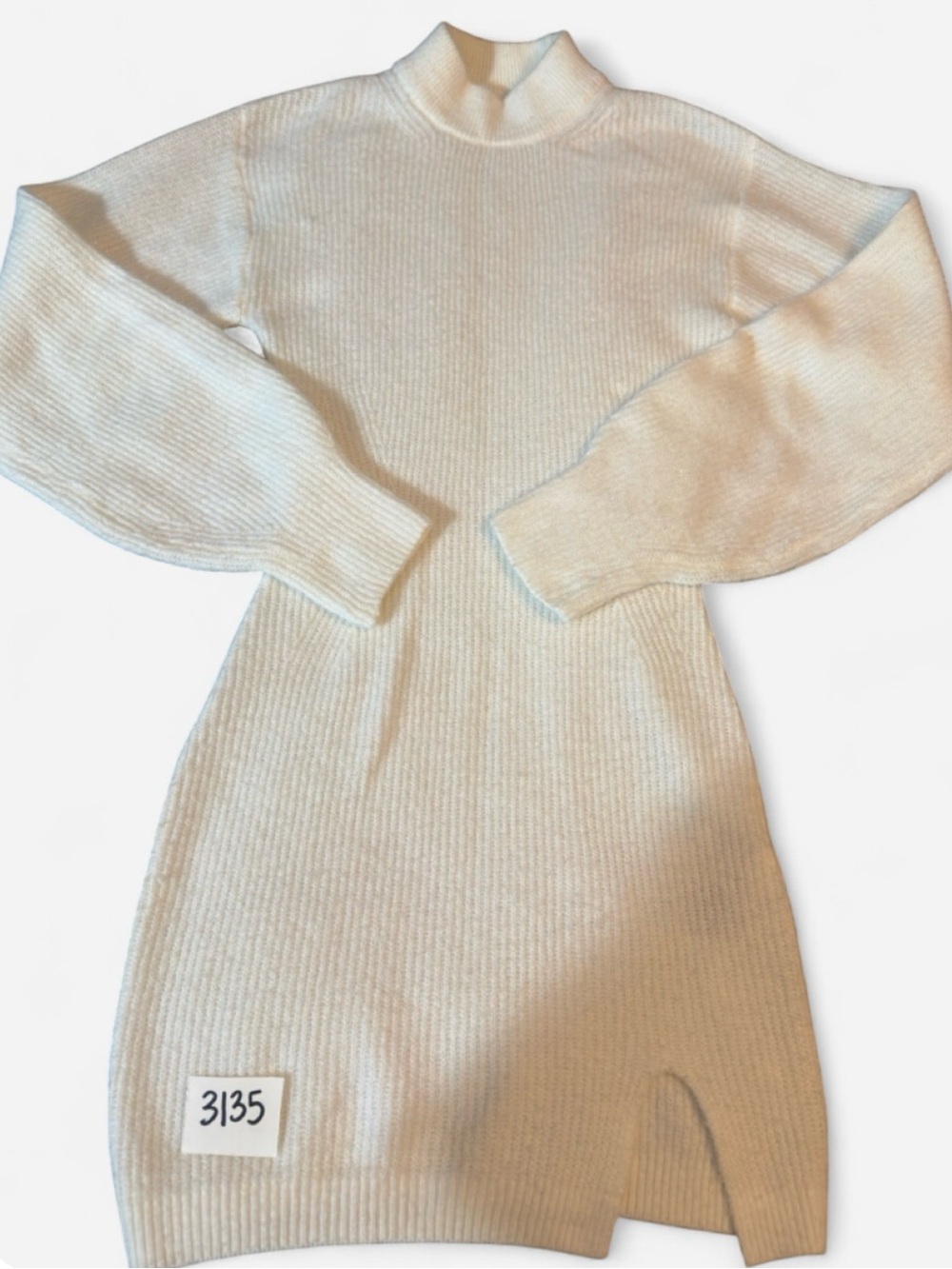 Divided Cream Ribbed Long-Sleeve Sweater Dress